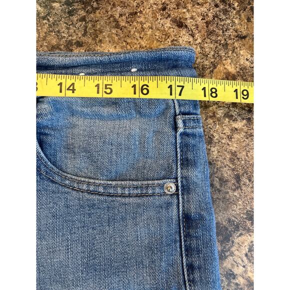 Calvin Klein Blue High Rise Bootcut Raw Shark Bite Hem Jeans Size 33 Plus Size - Picture 7 of 8